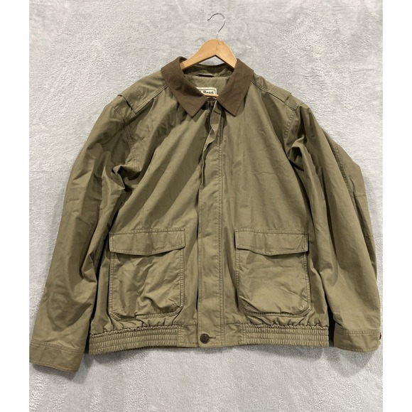 LL Bean Jacket Men's XL Barn Work Chore Coat Olive Green‎ Beige O DRH9 - Picture 1 of 16